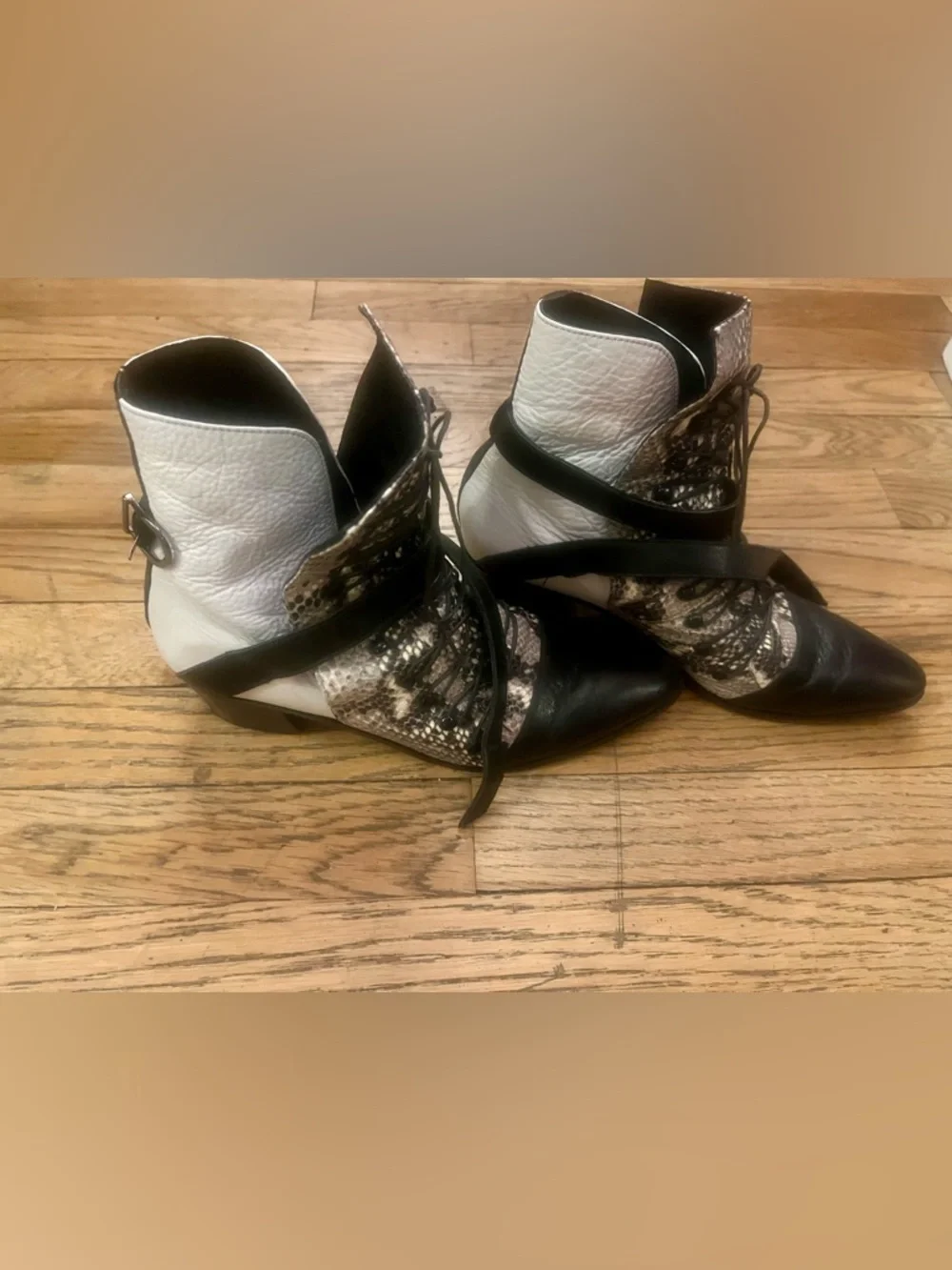 Modern Vice lace up snake print leather ankle boots